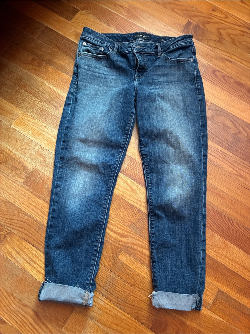 Lucky Brand Women's Boyfriend Jeans in Dark Blue Wash